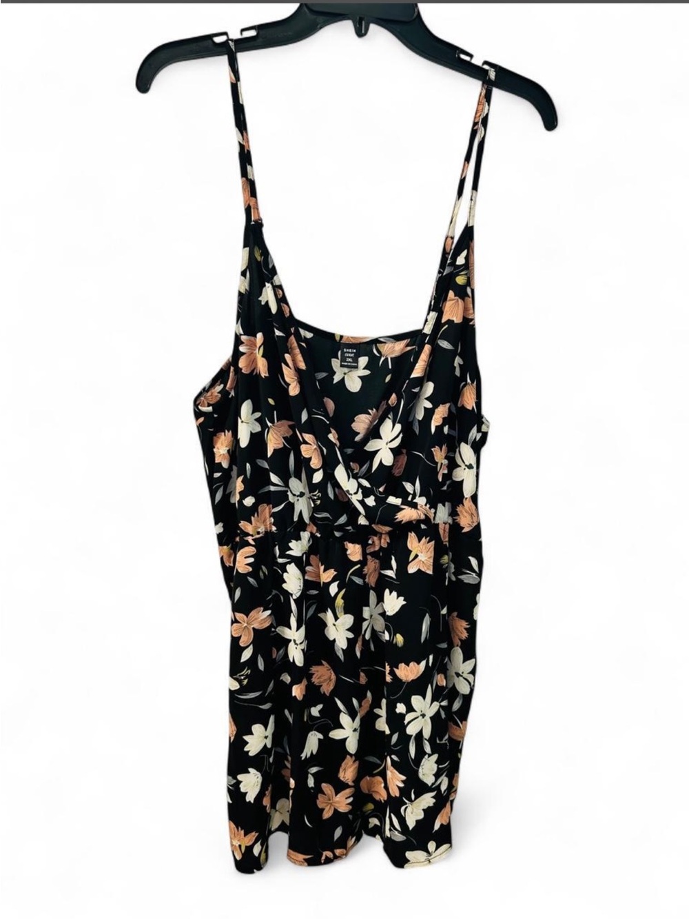 NWOT #SHEIN CURVE Black Floral Spaghetti Strap Romper